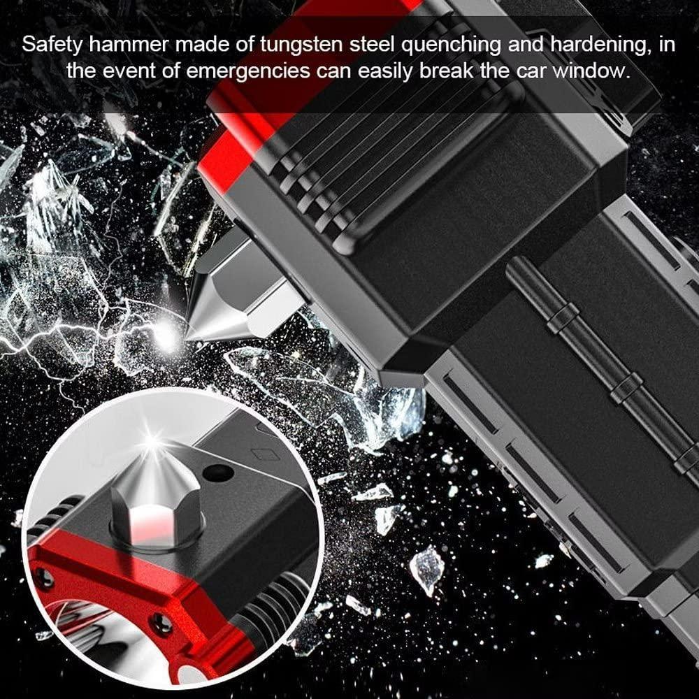 Portable LED Flashlight – 4 Light Modes, Power Bank & Emergency Safety Hammer